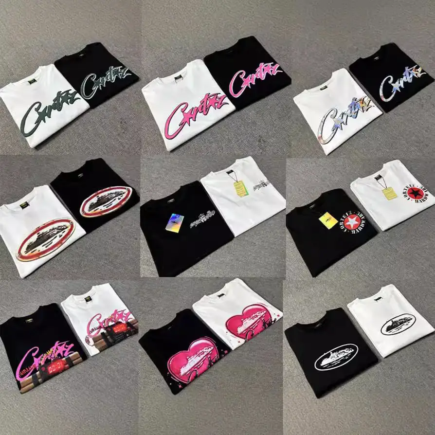 240g Corteiz Alcatraz Series T-Shirt Short-Sleeved Letter Logo Printing Men's and Women's Double Yarn Fashion Short-Sleeved Trend