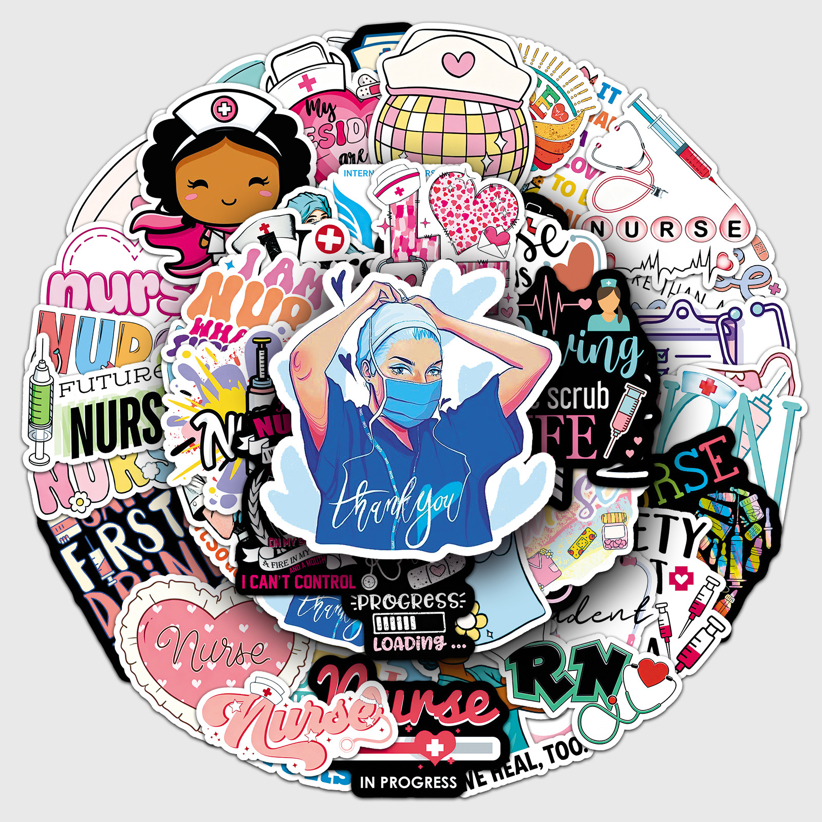 50 International Nurses Day Stickers Ind Doctor's Day Cross-Border Nurses Day White Angel Decorative Stickers