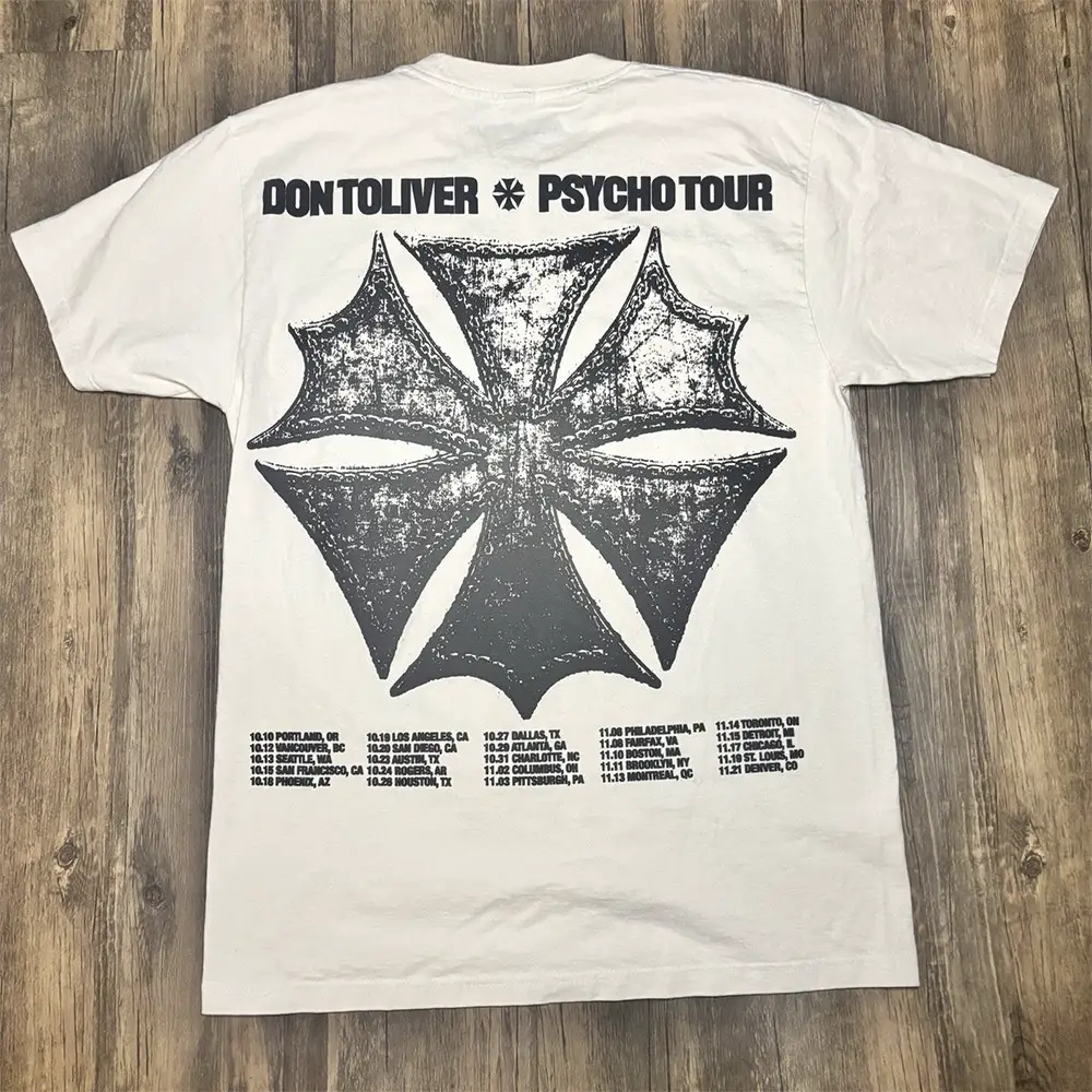 Don Toliver Psycho Tour Graphic White Tee Collaboration Rap T-Shirt Trendy
