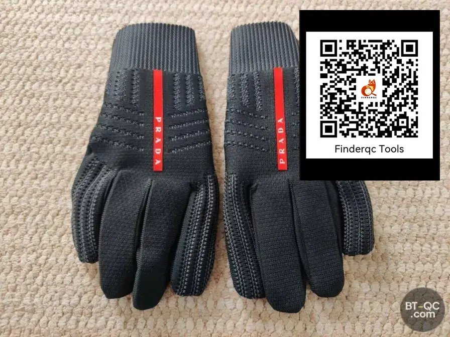 Prada black Linea Rossa knit gloves