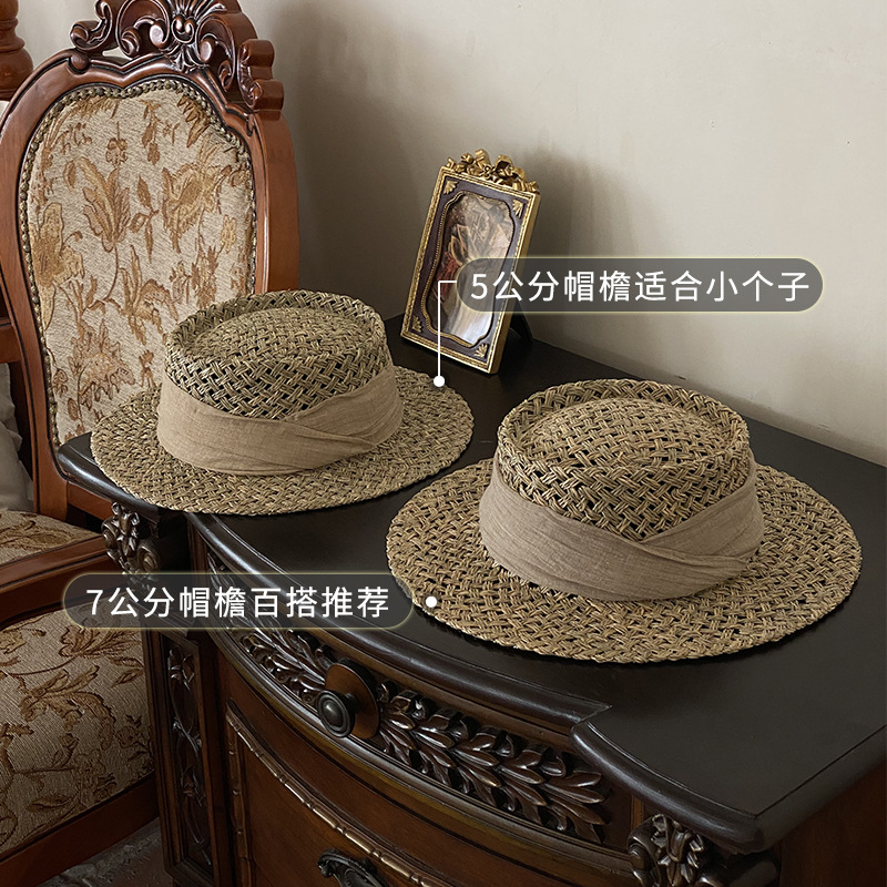 Natural Salty Grass ~ Woven Straw Hat Women's Summer High-end Pastoral French Beach Panama Hat