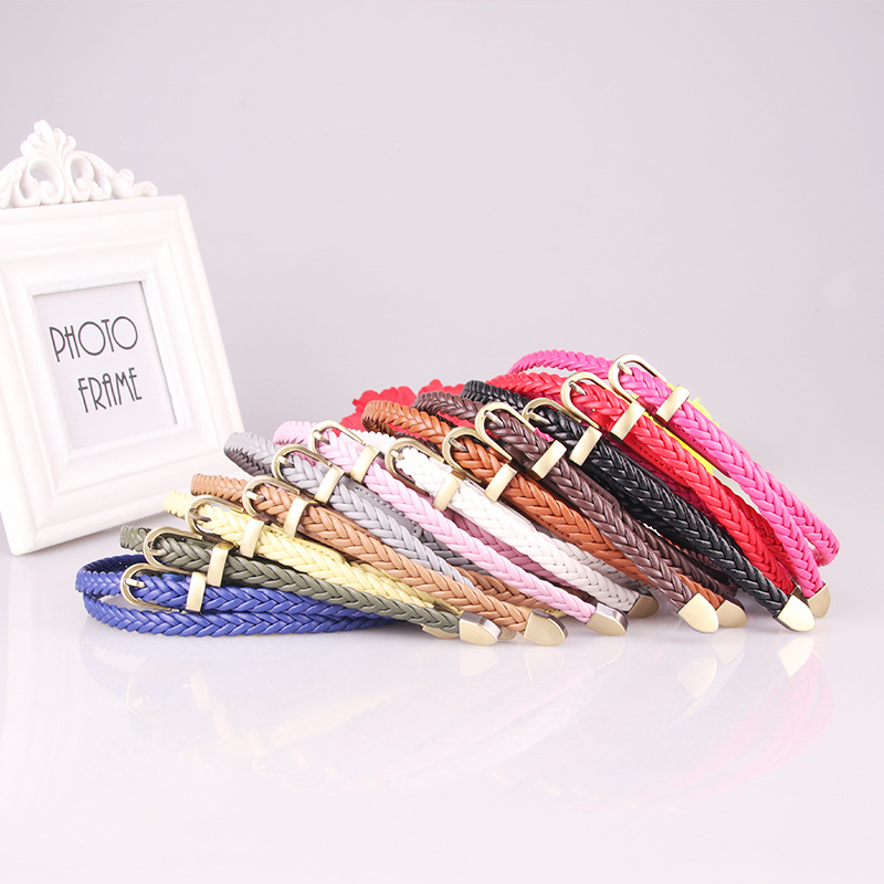 New hand-woven belt women's pin buckle Joker thin belt ladies rope decoration factory direct 616