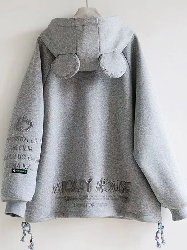 2023 spring and autumn early spring mid-length 190g fleece-lined top outer suit trendy embroidered loose all-match women's sweater
