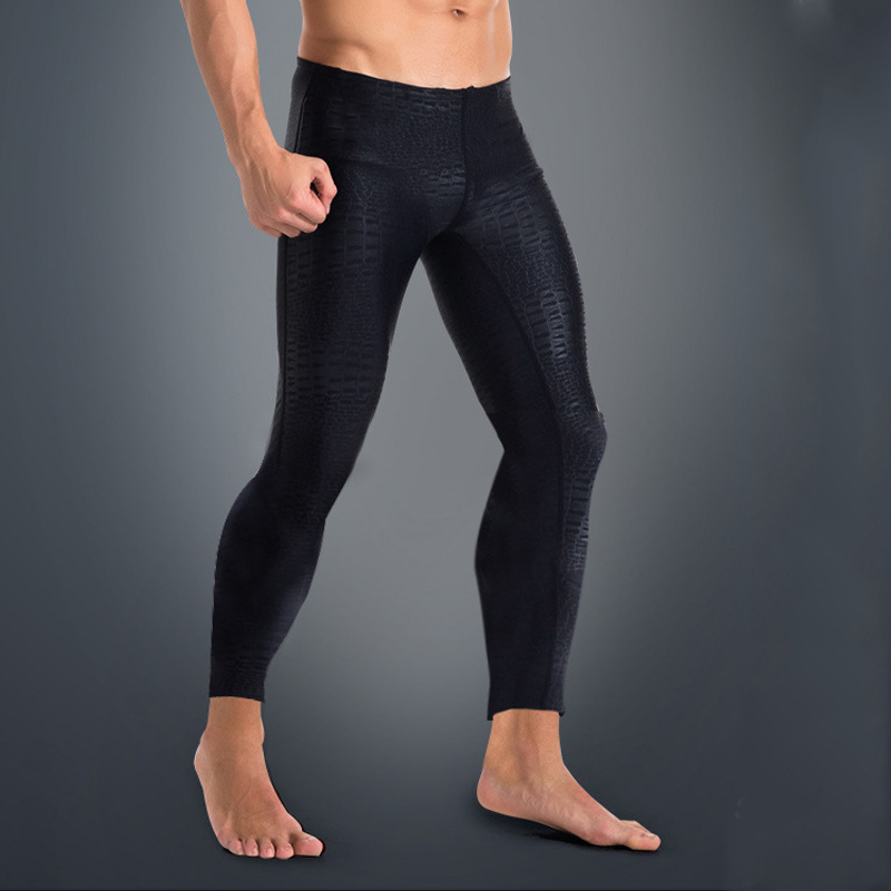 Shark Bart imitation crocodile skin swimsuit men's cropped long swimming trunks trousers sun protection surfing snorkeling diving pants manufacturer