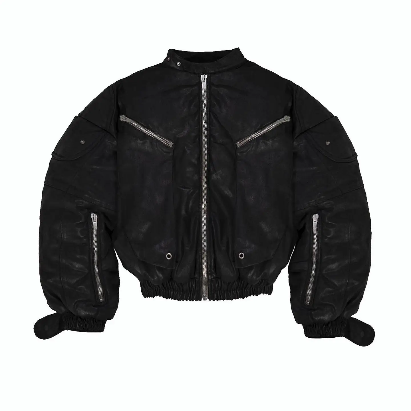 Trendmaybe "Layered Killer" High Street Loose Biker Bomber Jacket Silhouette Padded Coat