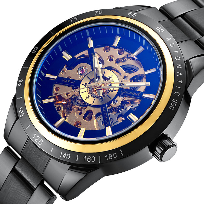 Ancient camel automatic mechanical watch business fashion steel belt hollow through the bottom cross-border foreign trade hand men's watch men's watch wholesale