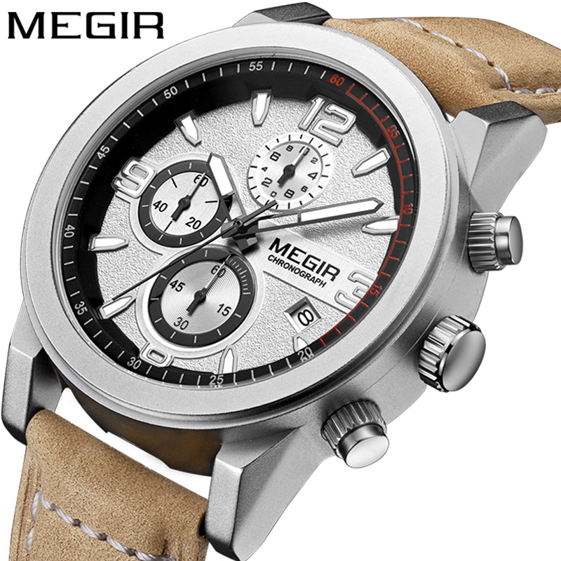 One-piece delivery MEGIR men's watch hot selling men's watch three-eye luminous waterproof sports watch 2026
