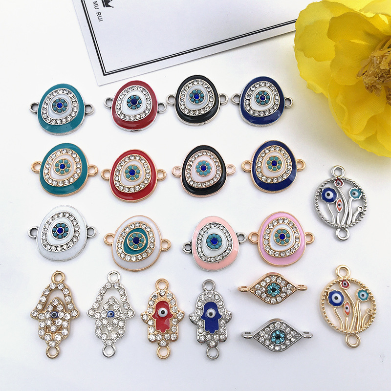 Cross-border Devil's Eye Palm Love Eye DIY Bracelet Necklace Keychain Jewelry Accessories Alloy Small Pendant