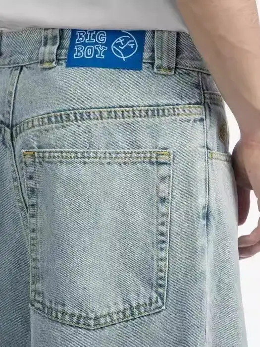 Polar Big Boy Jeans Y2K Harajuku Hip-Hop Cartoon Embroidered Blue Loose Jeans Pants for Men
