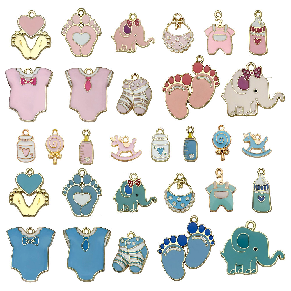 Cross-border baby clothes feet drop oil alloy diy earrings key chain pendant diy Korean jewelry accessories