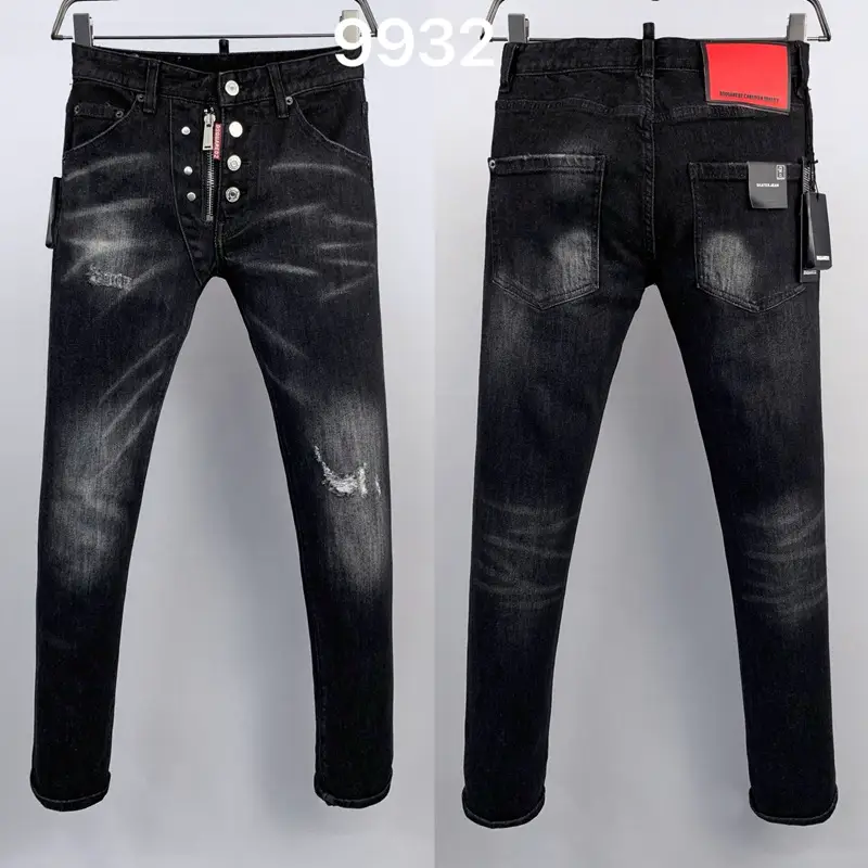 9932 Ripped Zipper Decoration D2 High Street Trendy Brand Jeans American Cross-border Men's Denim Trousers Europe Station Denim