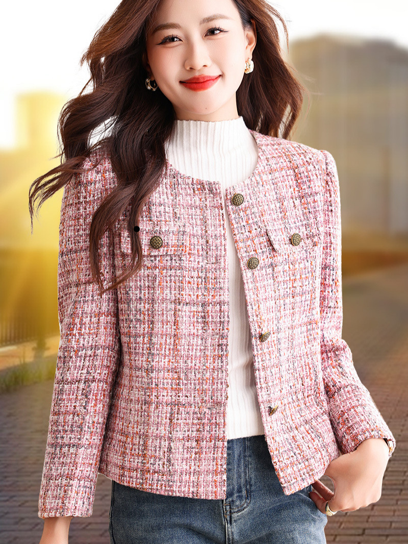 High-End Elegant Small Fragrant Woolen Outwear for Women Autumn and Winter 2025 New Spring & Fall Long-Sleeved Women's Short Top
