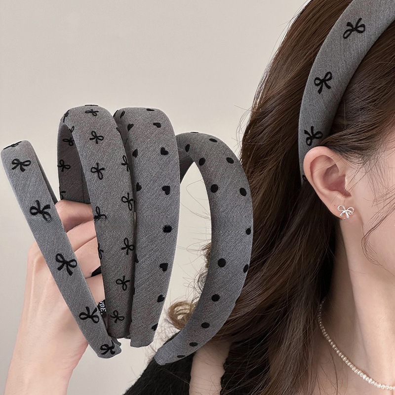 Korean Style Wide-brimmed Bow Headband Women's 2024 New Style Face Wash Headband High Head Cave Elegant Hair Card Headwear