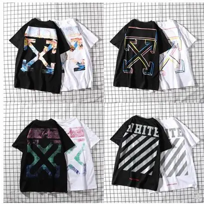 Off Ow White Monet Oil Painting Arrow T-Shirt Men and Women Same Style Loose Couple Wear Limited Short-Sleeved Trendy 19Ss