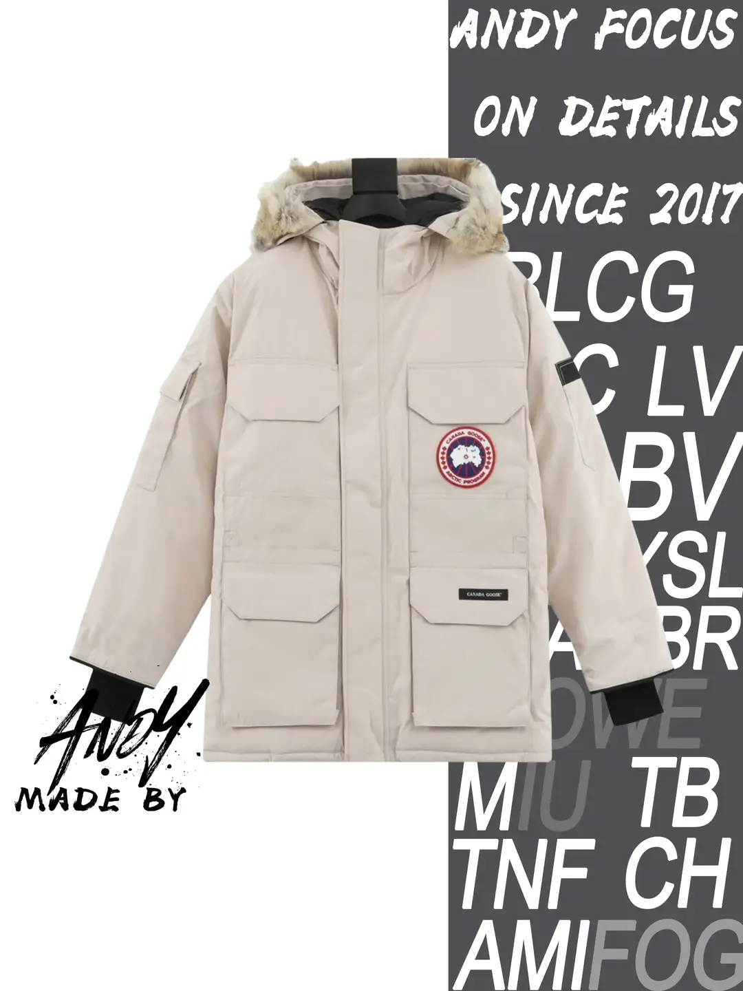 ANDY製造CanadaGooseExpeditionSeriesHoodedFurCollarParkaDownJacket