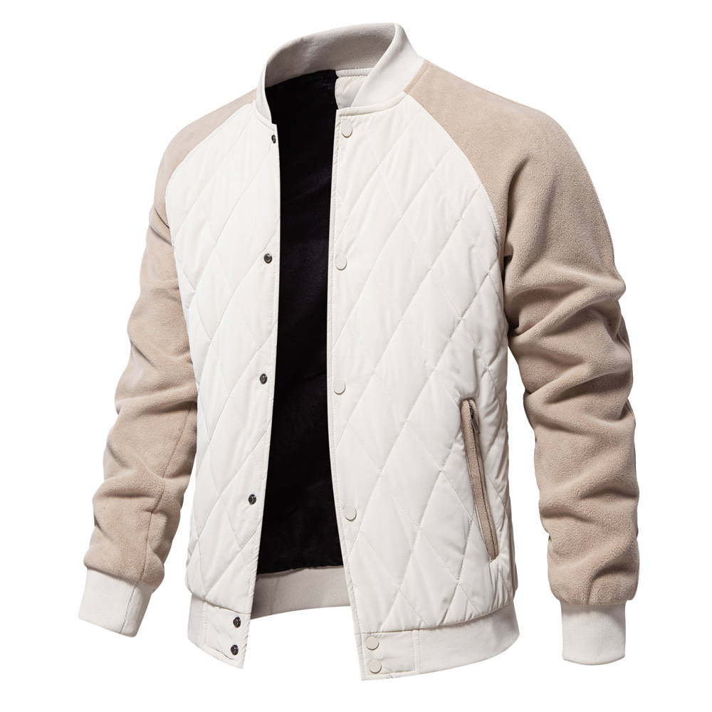 Autumn 2024 New fleece-lined Padded Thickened Jacket European and American Casual Jacket Raglan Sleeve Men's Top Jacket