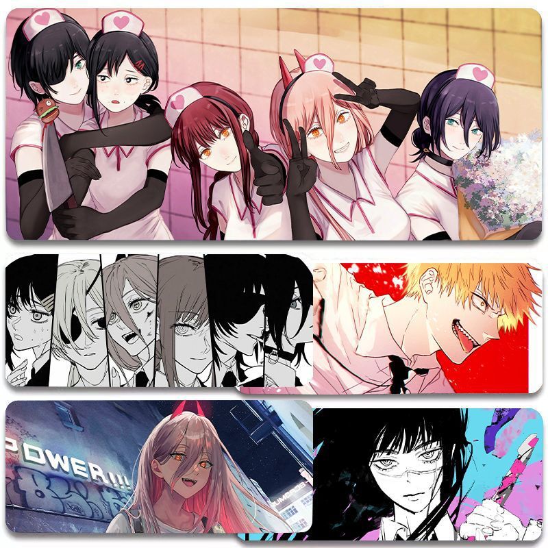 Anime chainsaw mouse pad oversized e-sports game non-slip computer keyboard pad student office desk pad