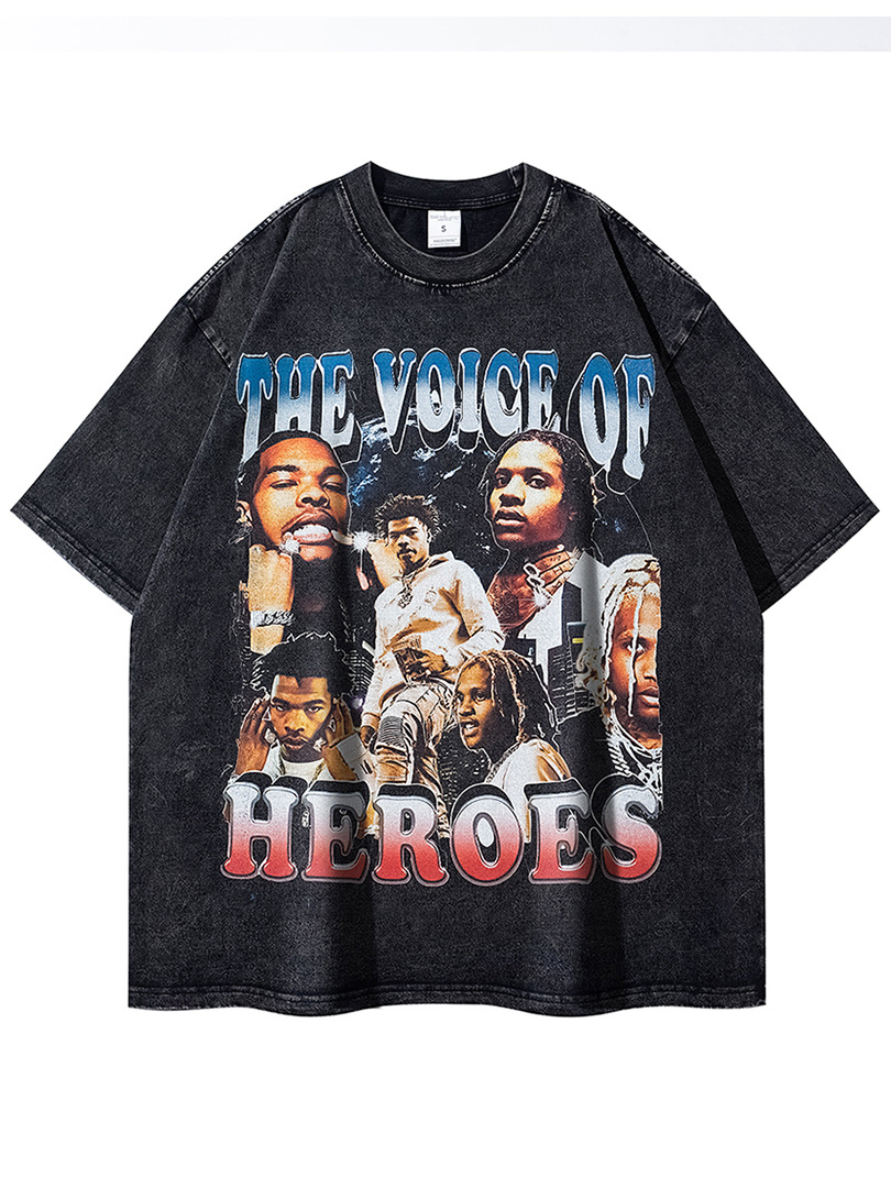 Summer Trendy Brand Hip Hop High Street Couple's Half Sleeve Top ins American Retro Rapper Printed Short Sleeve T-shirt