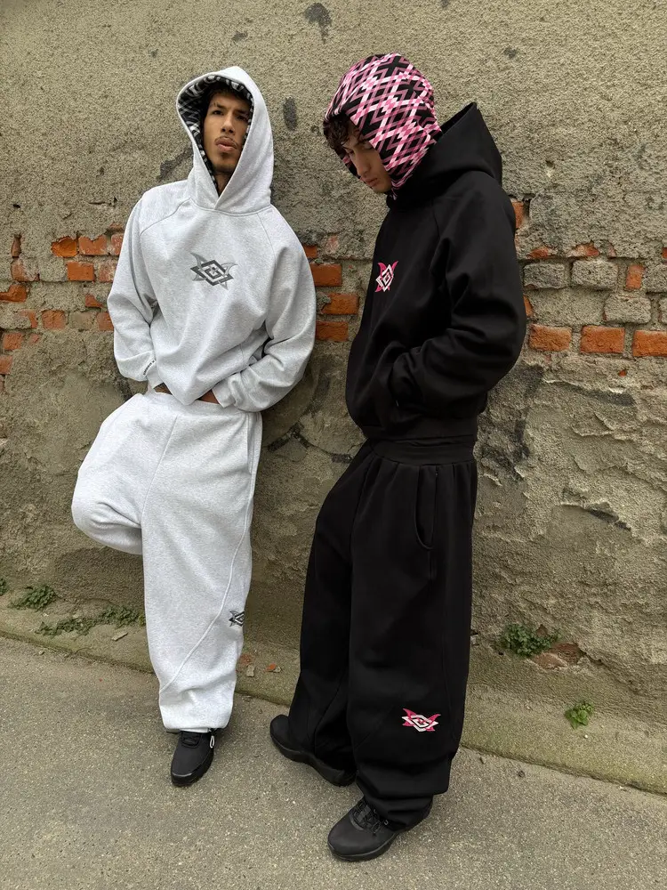 Mertra collaboration heavyweight American street hip-hop embroidered patchwork hooded sweatshirt trendy casual sports suit sweatpants
