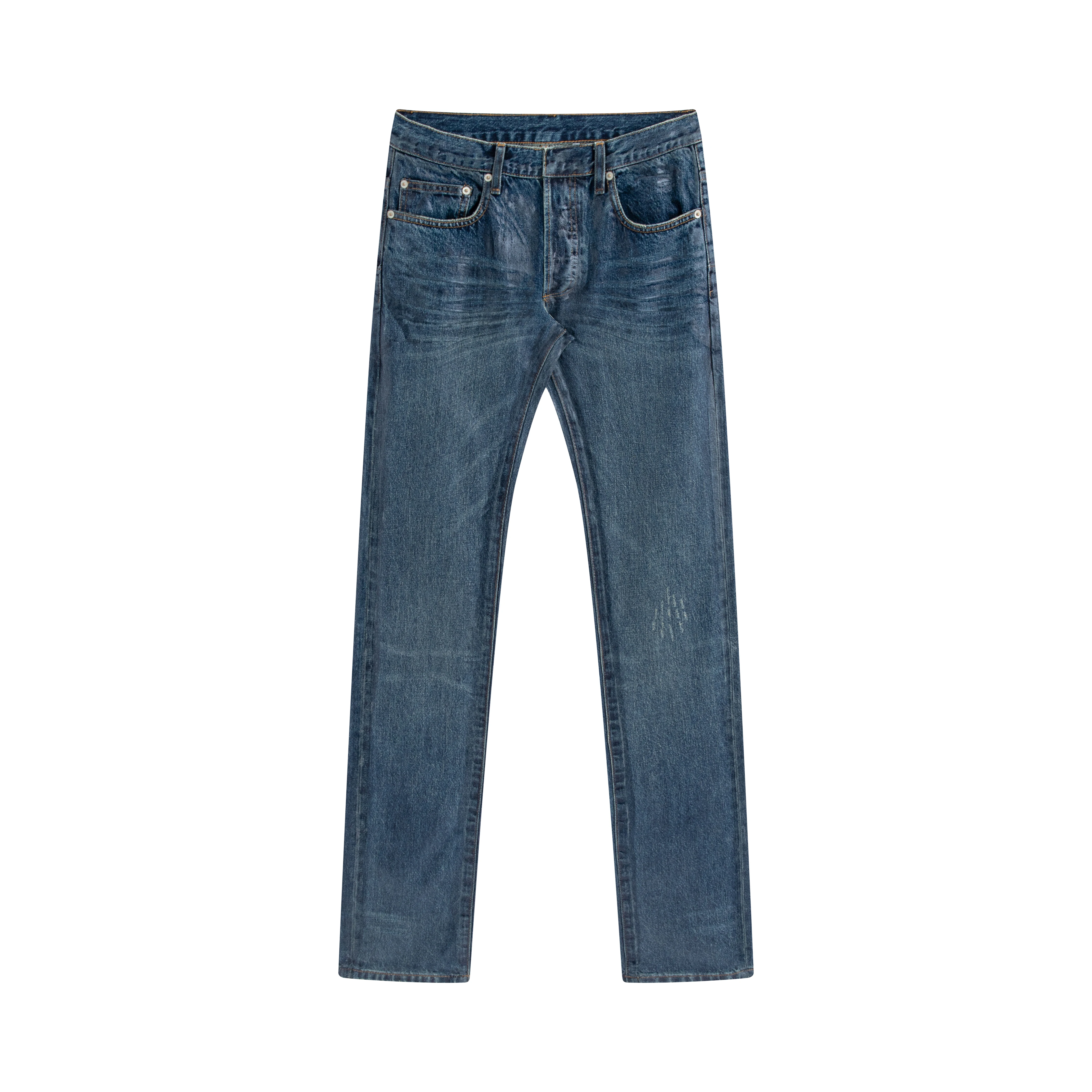 Self made DH03 Ghost Claw Blue Rubber Washed Blue Bull Archive Slim Straight leg Jeans High Street Pants Skinny