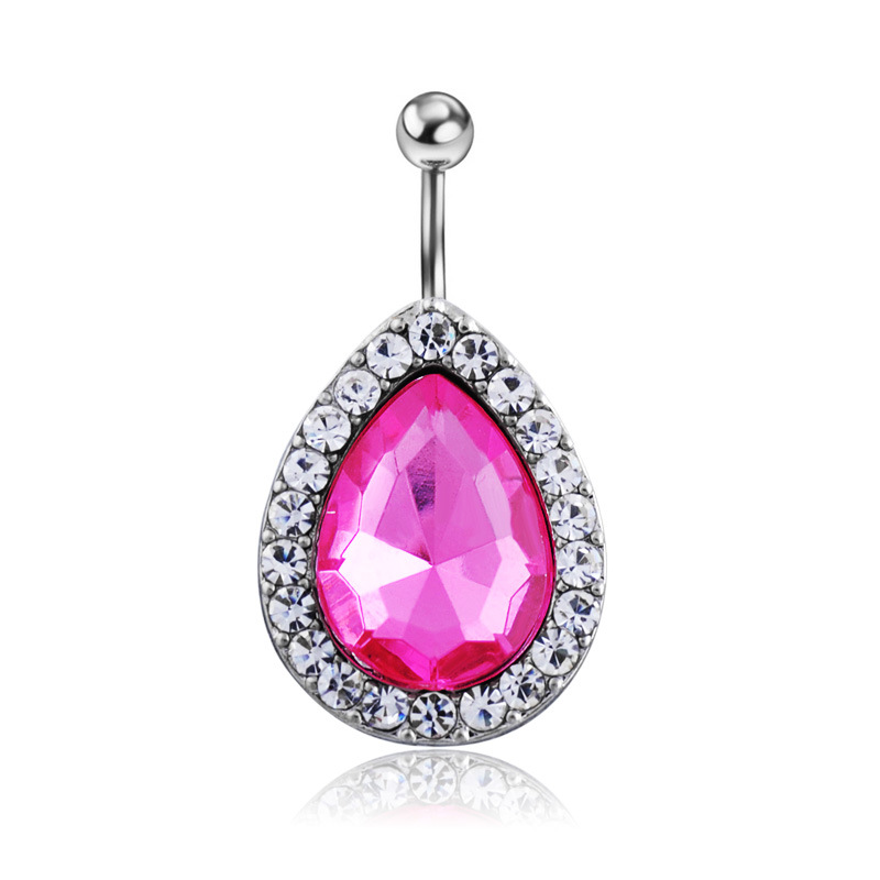 Crystal belly button ring jewelry Korean belly button nail button button stainless steel water drop women's belly button ring source factory wholesale