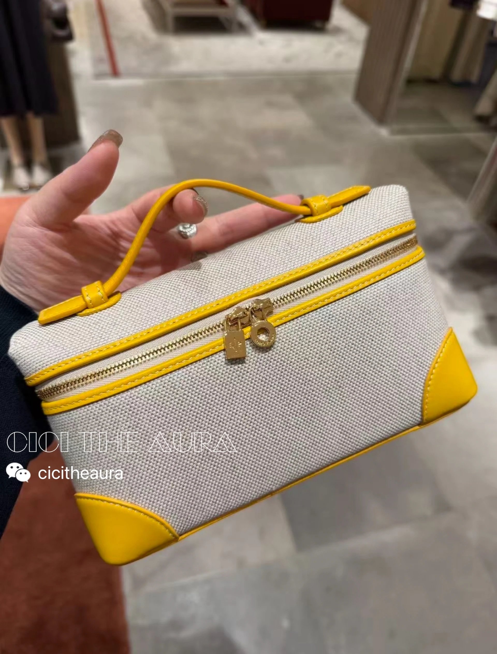 Loro Piana LP19黄色拼皮帆布手拿包 高版