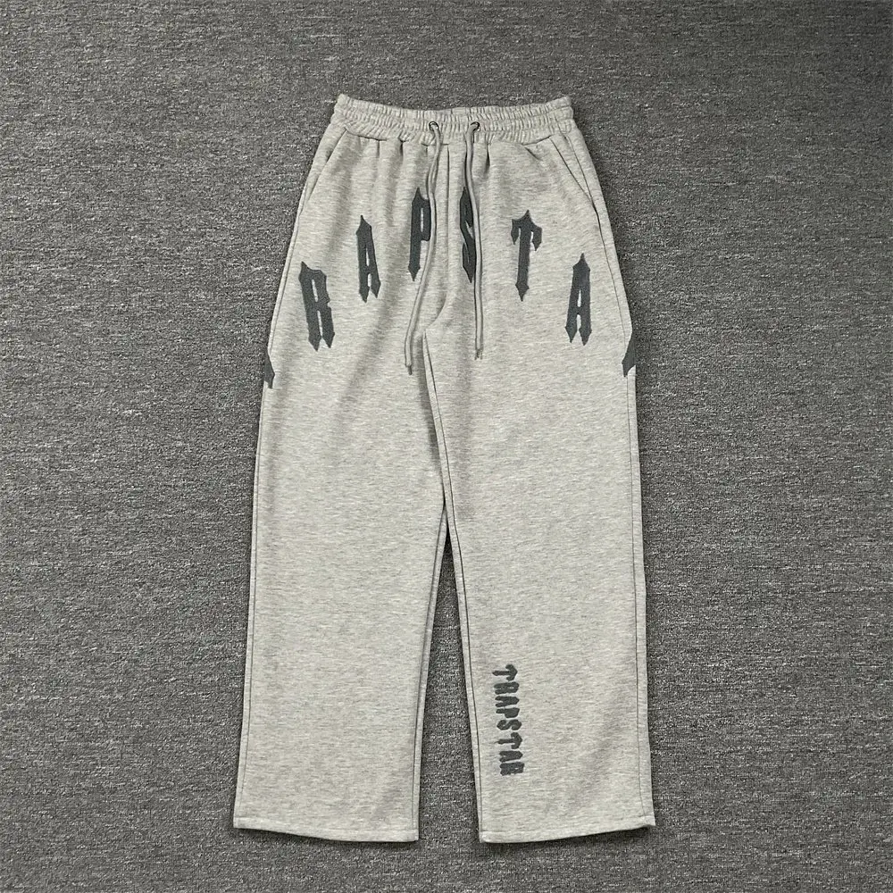 Trendy Brand Trapstar Towel-Embroidered Letter Loose Straight-Leg Casual Pants Unisex Versatile Sports Fleece-Lined Sweatpants Long Pants