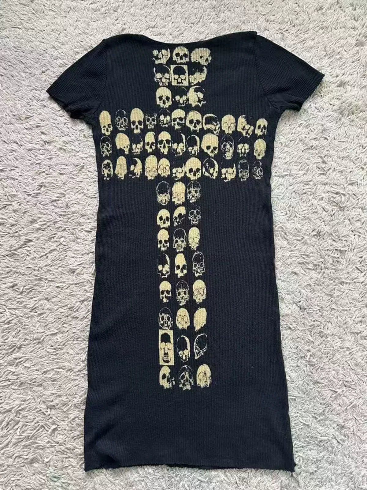 The Ultimate! Self-Designed Lgb Visual Style Cross Skull Base Short-Sleeve Top