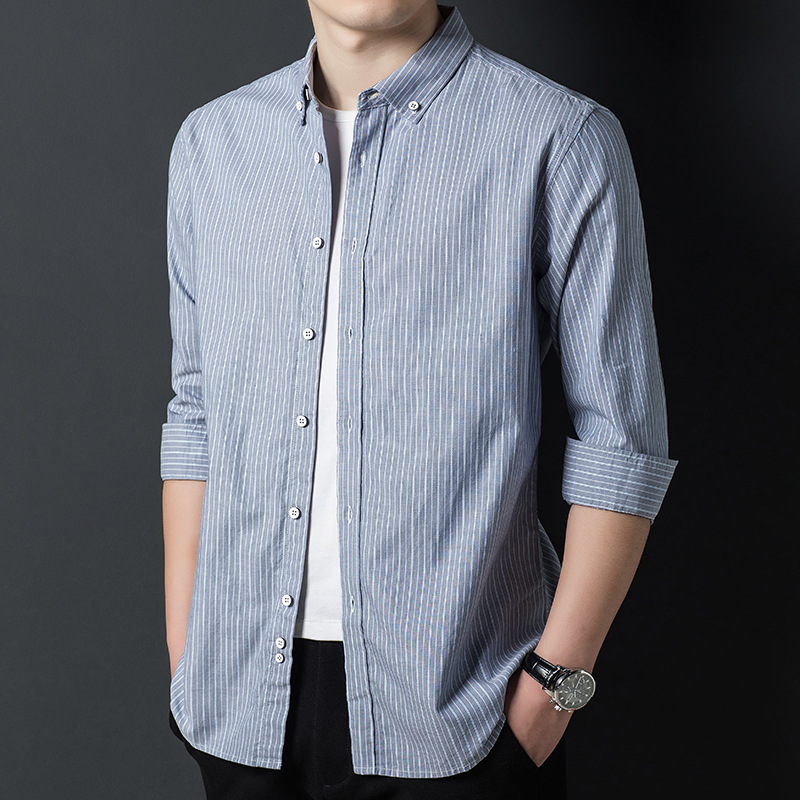 One-piece delivery high-end striped shirt men's long-sleeved cotton spring and summer new business casual anti-wrinkle short-sleeved shirt men