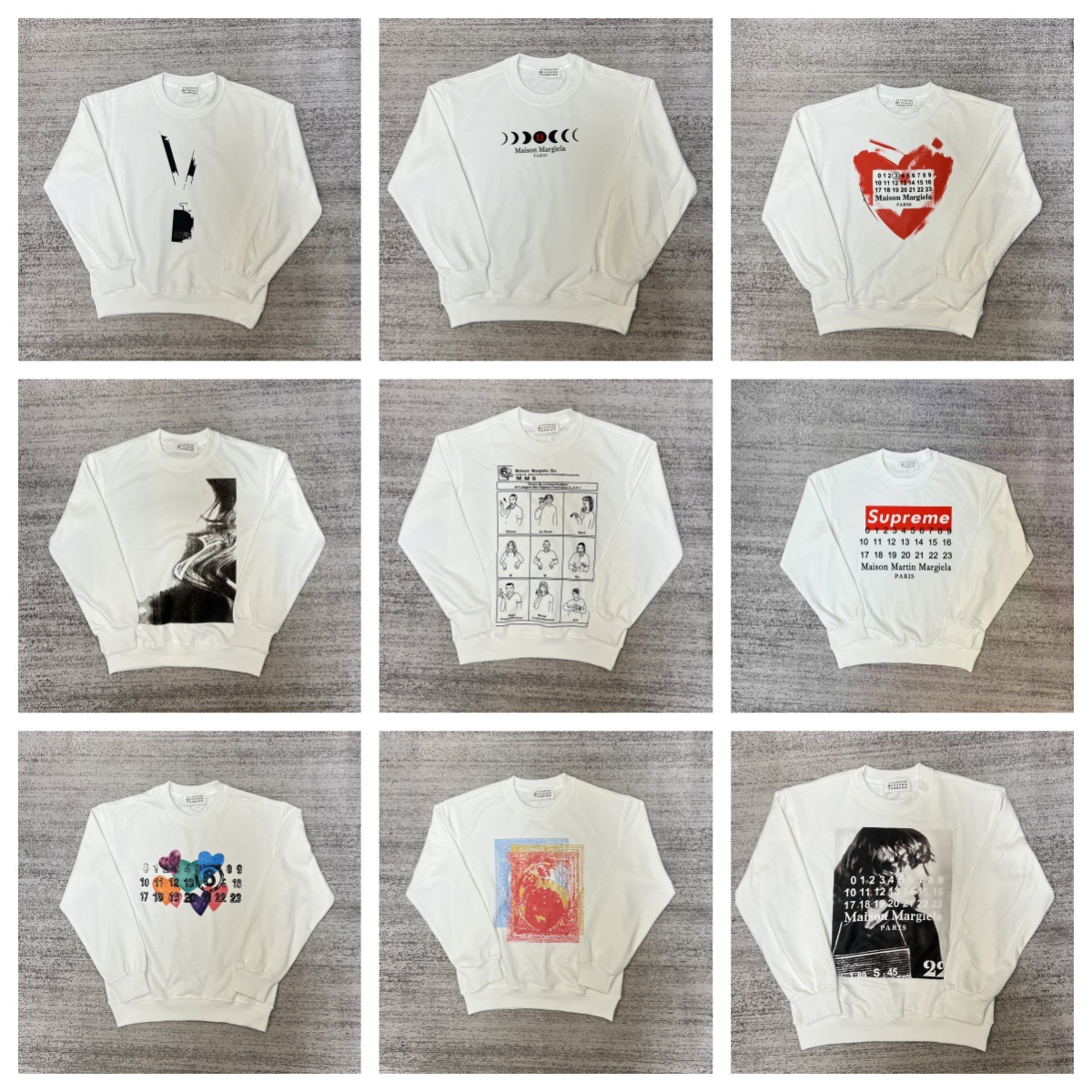 Cross-Border Maison Margiela Mm6 High-Quality Embroidered Letter Round Neck Long-Sleeved Terry Sweatshirt for Men