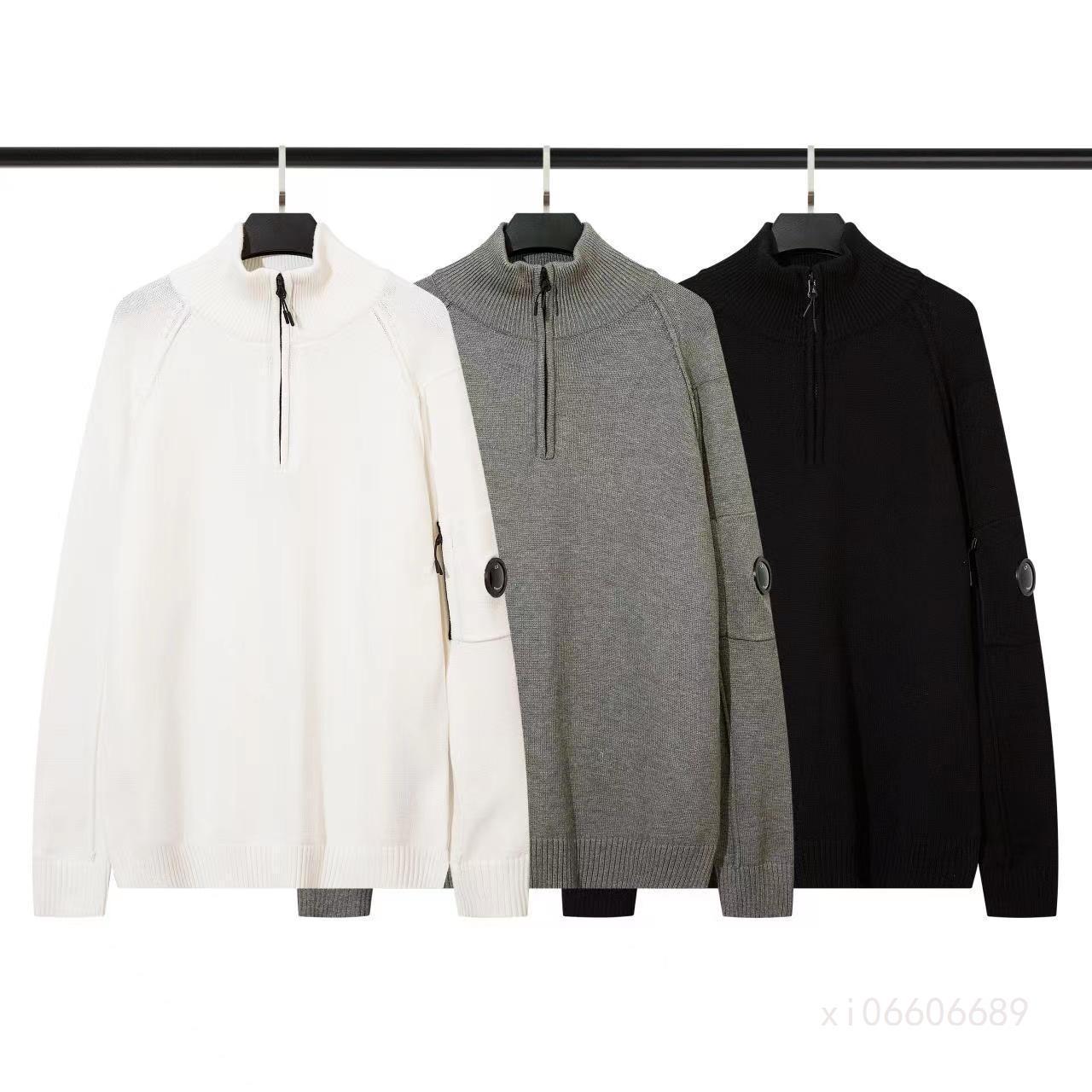 Cp Lens Badge Functional Knitwear Autumn and Winter Company European and American Pullover Stand Collar Half Zipper Knitted Wool Knitwear