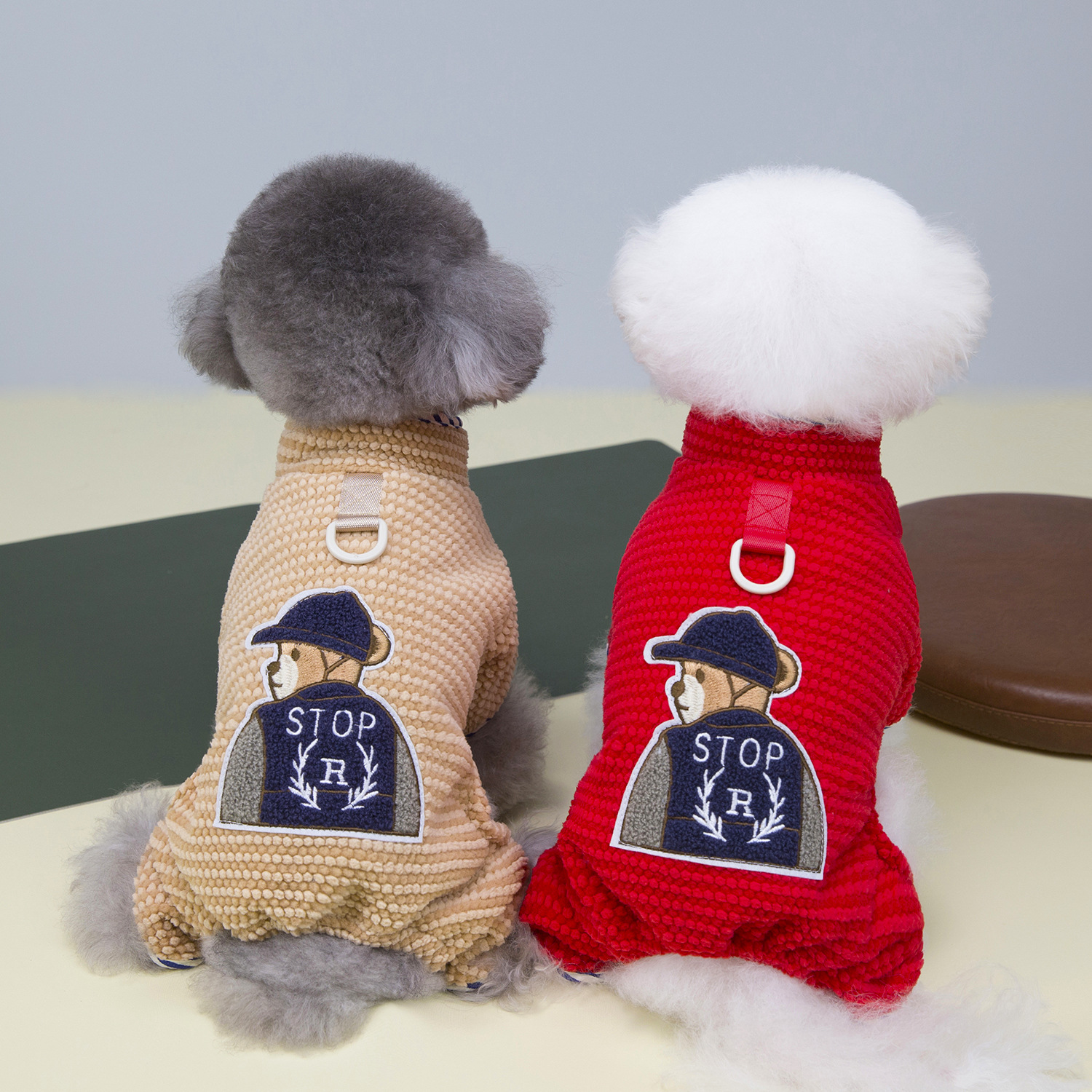 Dog Four-Legged Clothing Autumn and Winter Thickeneded Warm and Cold-Proof Pet Cat Bichon Teddy Sweatshirt 25 College Bear Fleece Jacket