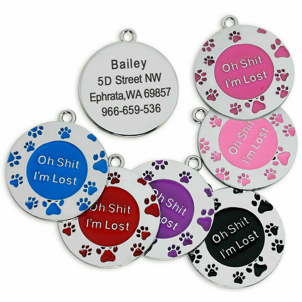 pet jewelry pendant anti-lost laser lettering identity nameplate zinc alloy pet collar dog tag