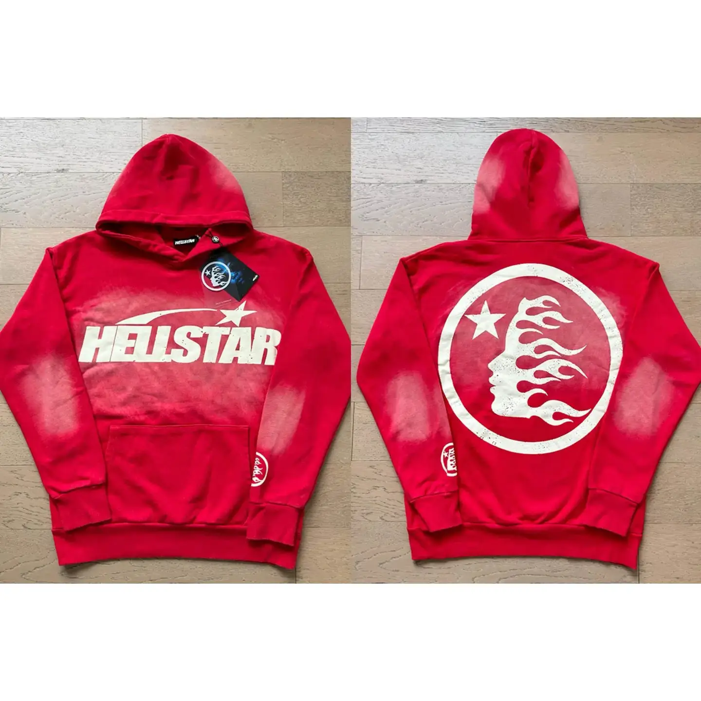 letter Logo Print Hooded Sweatshirt Fashion High Street Trendy Men and Women Casual Loose
