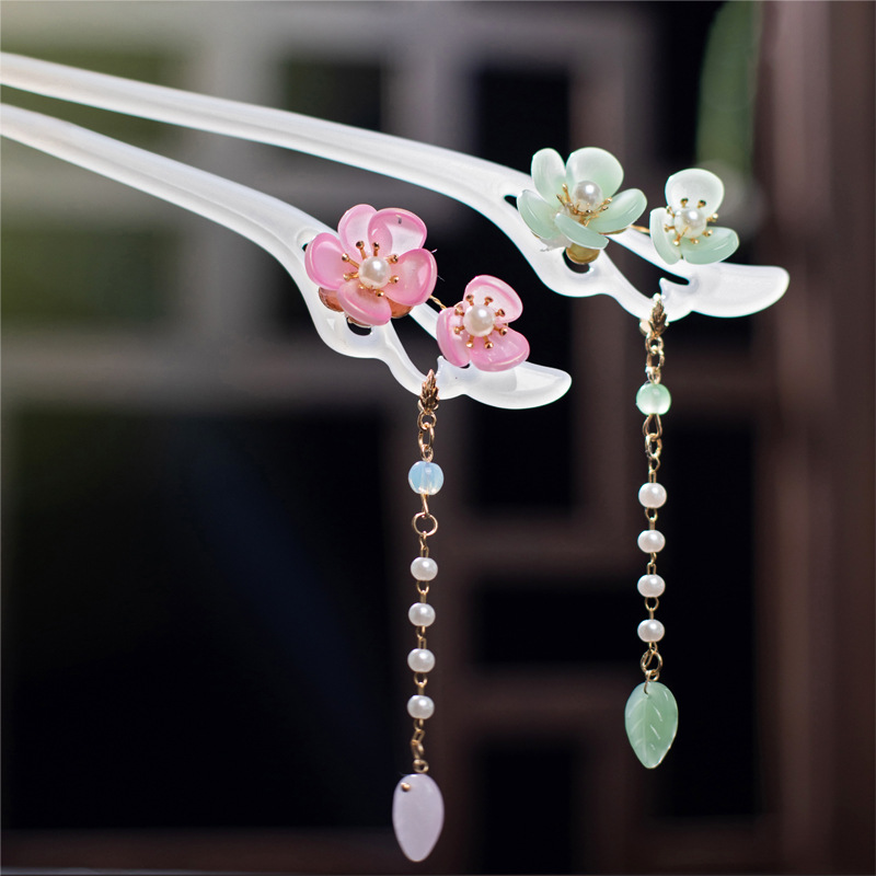Good Goods for Women, Ancient Style Hairpins, Han Dynasty Cheongsam Accessories, Ball Head Acetic Acid Jewelry, Simple Modern Student Summer