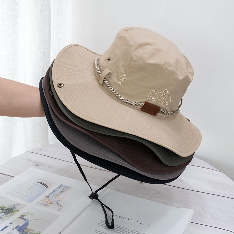 Western cowboy hat women's summer thin breathable big brim outdoor camping mountaineering hat sun protection fisherman hat