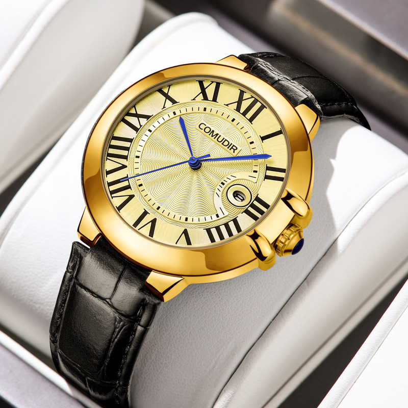 Genuine Hollow Fake Mechanical Watch Men's Balloon Luminous Calendar Waterproof Quartz Watch Cross-Border Douyin Dropshipping