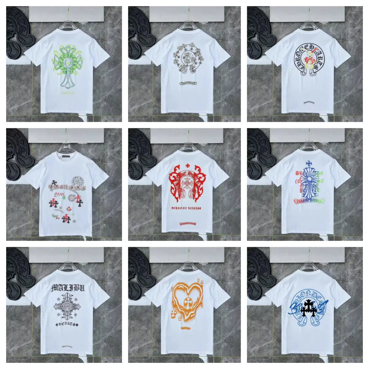 2025 Spring and Summer New Cross-Border Exclusive Trendy Brand Cross-Print High Street Short-Sleeve T-Shirt Unisex Trendy Hot Item