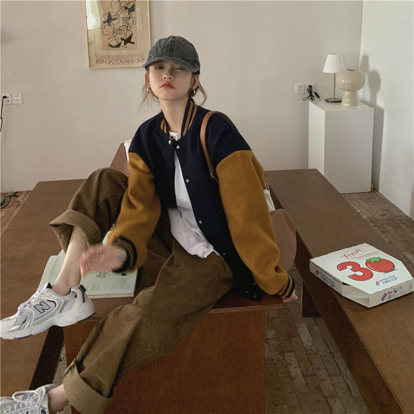 (Double Screw) Korean Baseball Suit Women's All-match Couple Clothes Ins Trendy New Harajuku Style Fried Street Jacket
