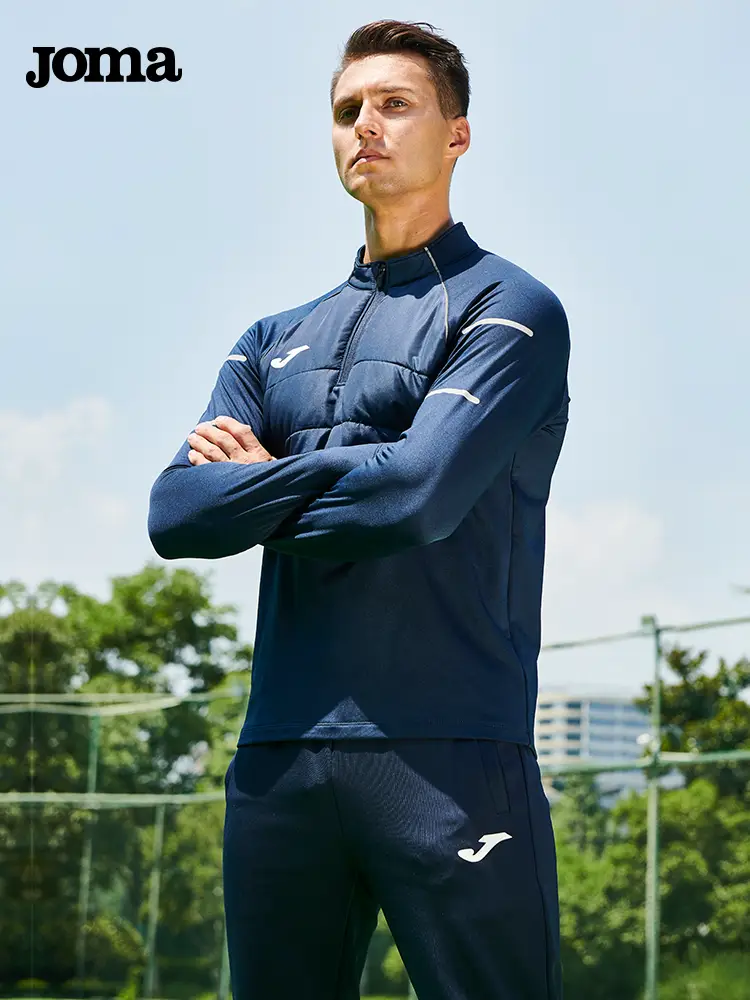 Joma Half-Zip Men's Spring & Fall Training Suit Anti-Velvet Heattech Tight Quick-Drying Thumb Buckle Running Sports Fitness Long sleeves