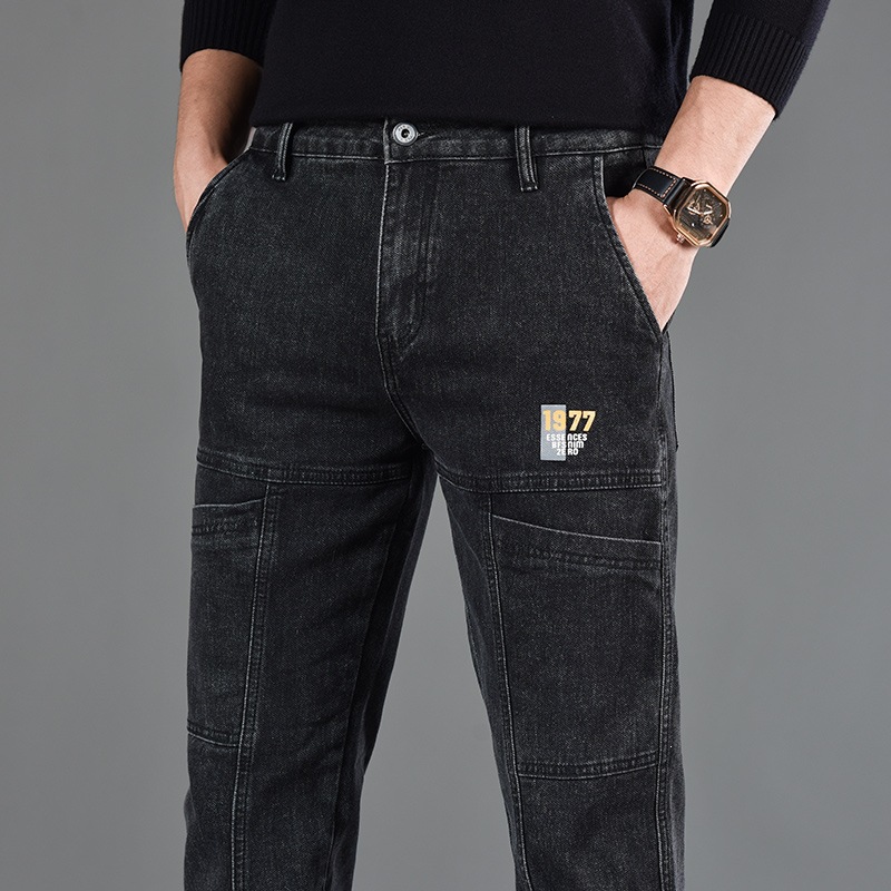 Six-Pocket Jeans for Men, Trendy Versatile Slim Straight Casual Summer Stretch 1977 Thin Style Long Pants for Men