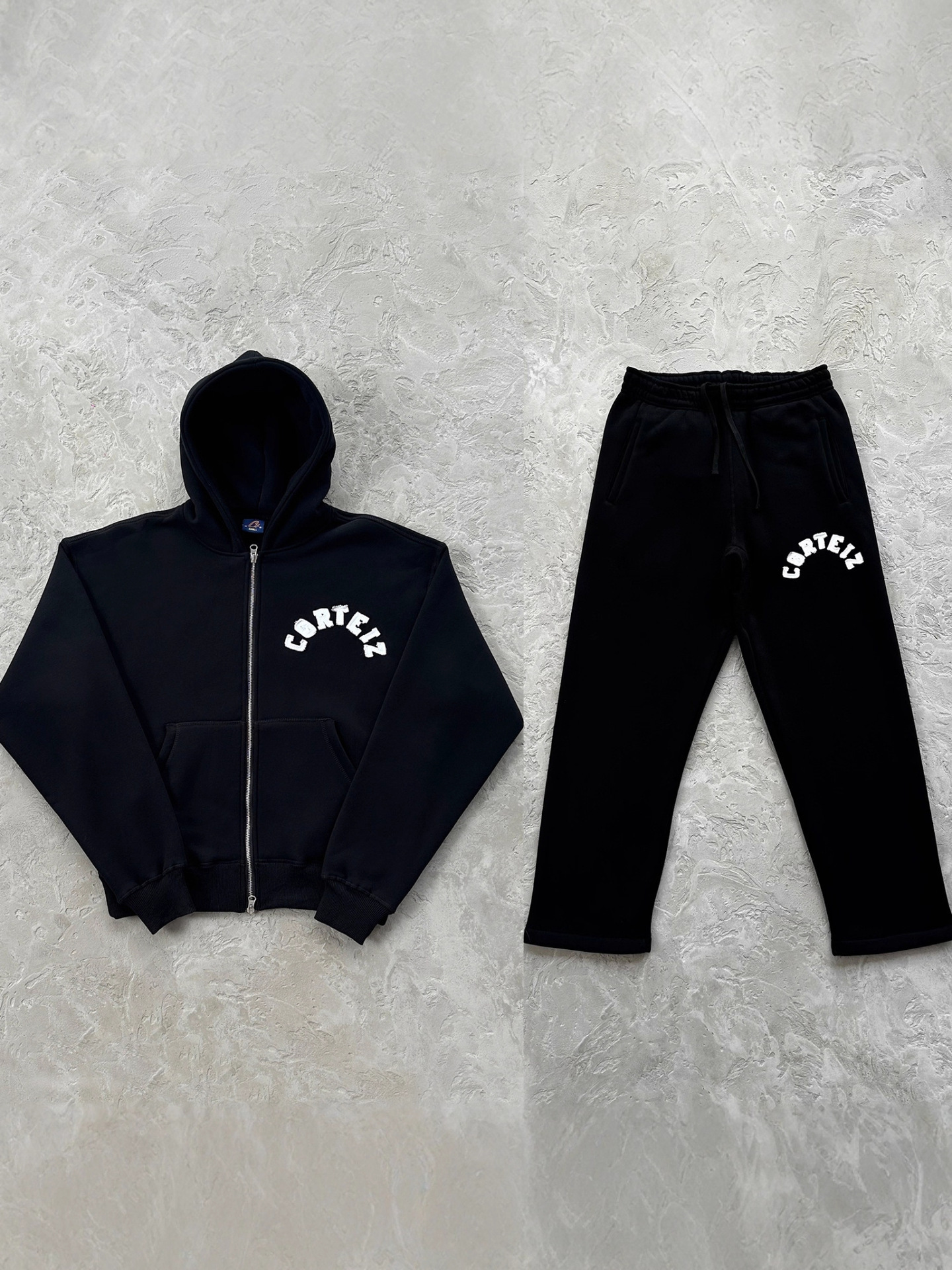 High-Quality Corteiz American Street Hip-Hop Embroidered Letter Hooded Sweatshirt Jacket Men's Trendy Sports Suit