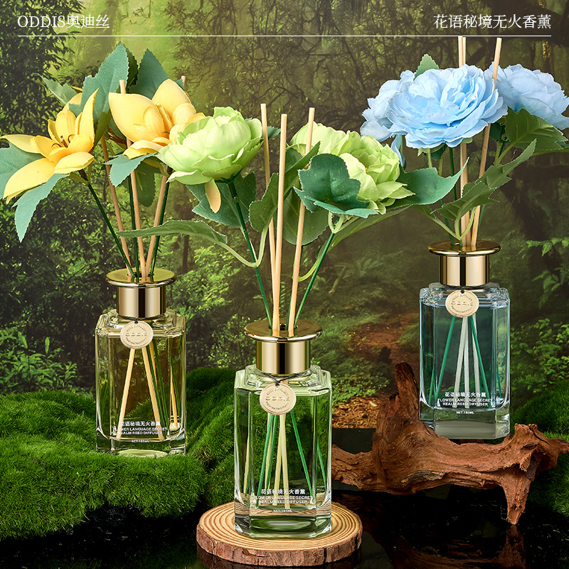 Odisi Flower Language Secret Realm Without Fire Aromatherapy 185ml Household Indoor Lasting Aromatherapy Without Fire Aroma Hotel Bedroom