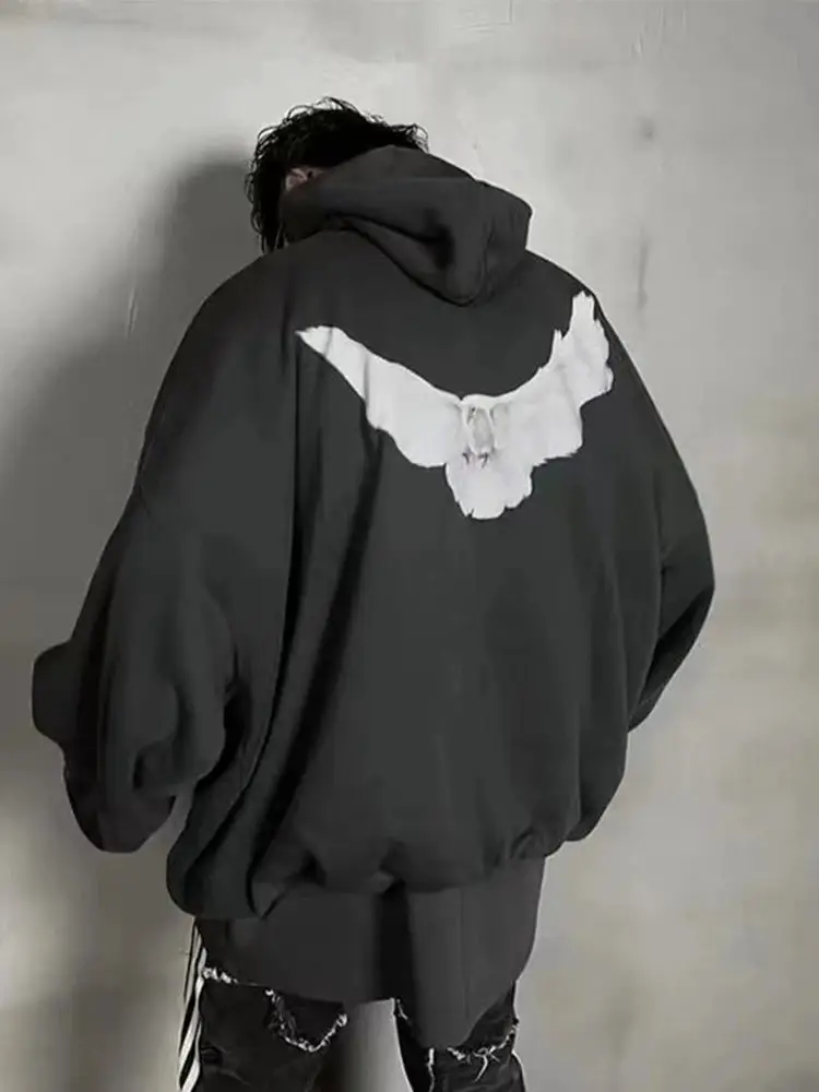 Kanye Yeezy Three-Party Collaboration Peace Dove American High Street Heavyweight Hoodie for Men and Women, Autumn Season