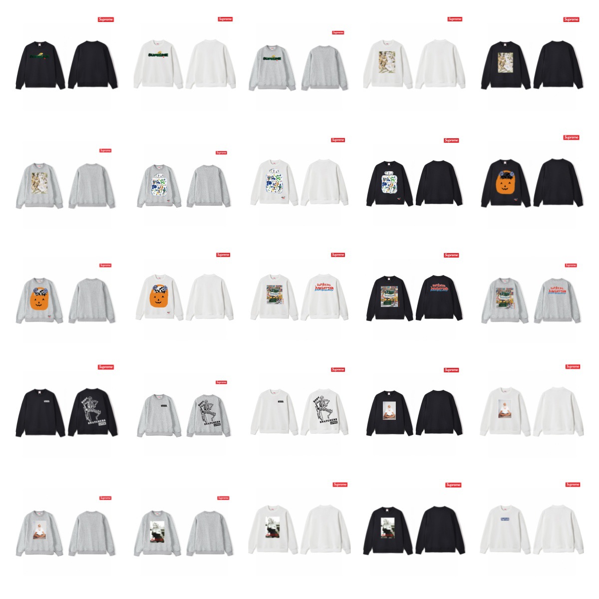 Cross-Border High-Quality American Fashion Supreme400G Terry Box Classic Letter Print Loose Round Neck Sweatshirt for Men and Women
