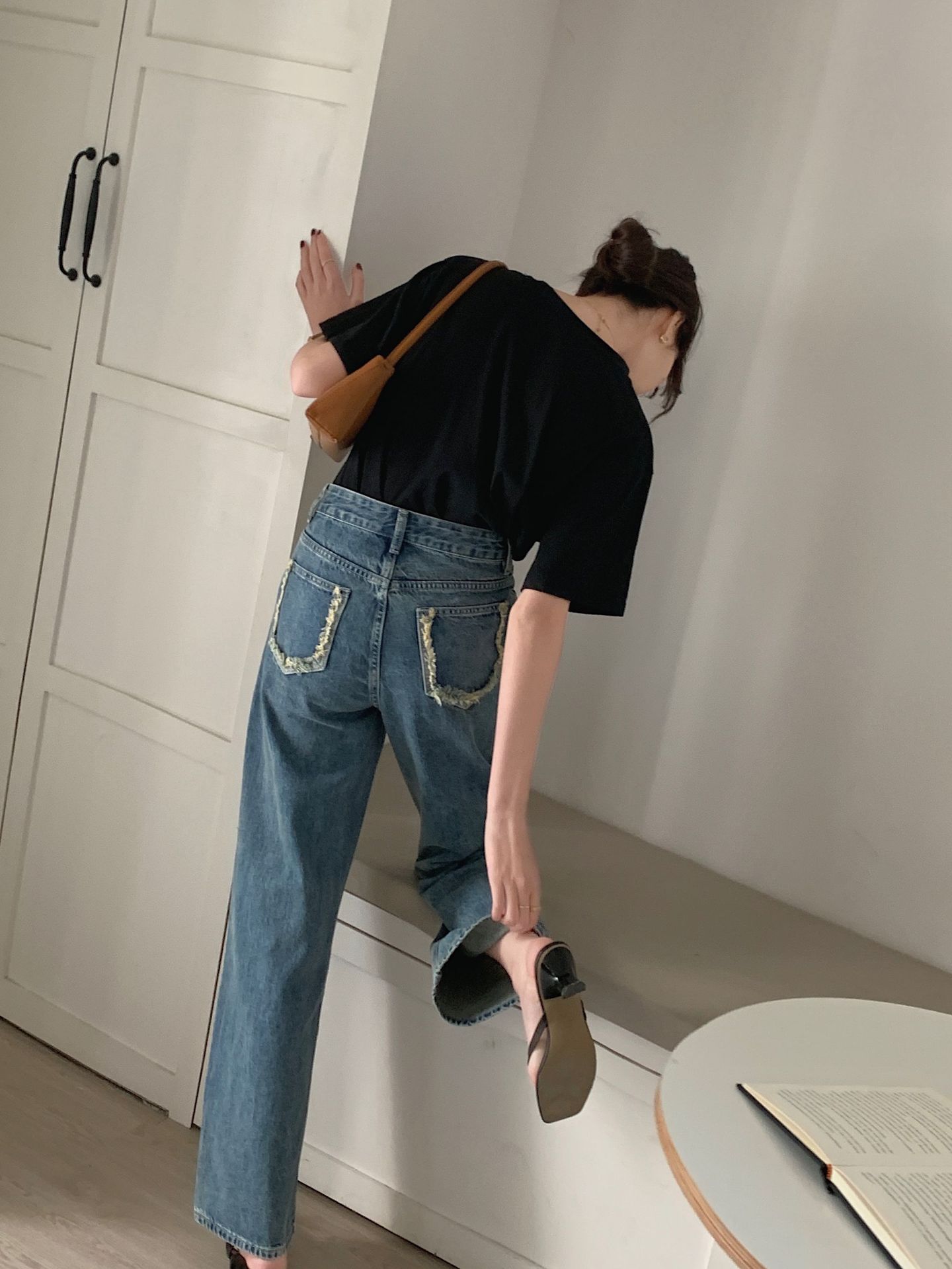Gagd High-Waisted Straight Jeans for Women 2023 Spring New Fashionable Lazy Straight Pants Trendy
