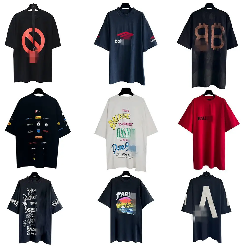 Dai Fa Ba Jia Correct Edition Double Shadow Coke Printed Short sleeved Men and Women B Home High Version Small Collar Embroidered T-shirt Couple