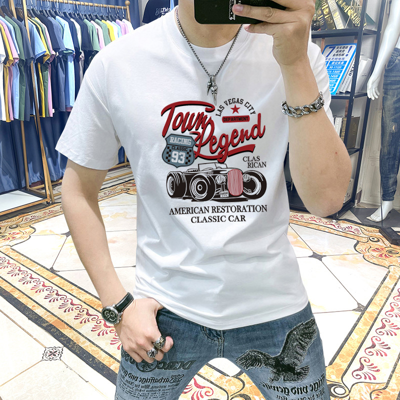Men's T-shirt Short-sleeved Summer New Round Neck Printed Top Men's T-shirt Slim-fit Half-sleeved T-shirt