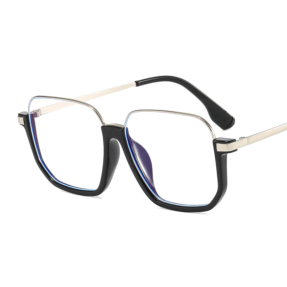 Outu New Anti-blue Glasses Korean Style Generous Frame Myopia Glasses Frame Women's Retro Half Frame Plain Plain Plain Glasses