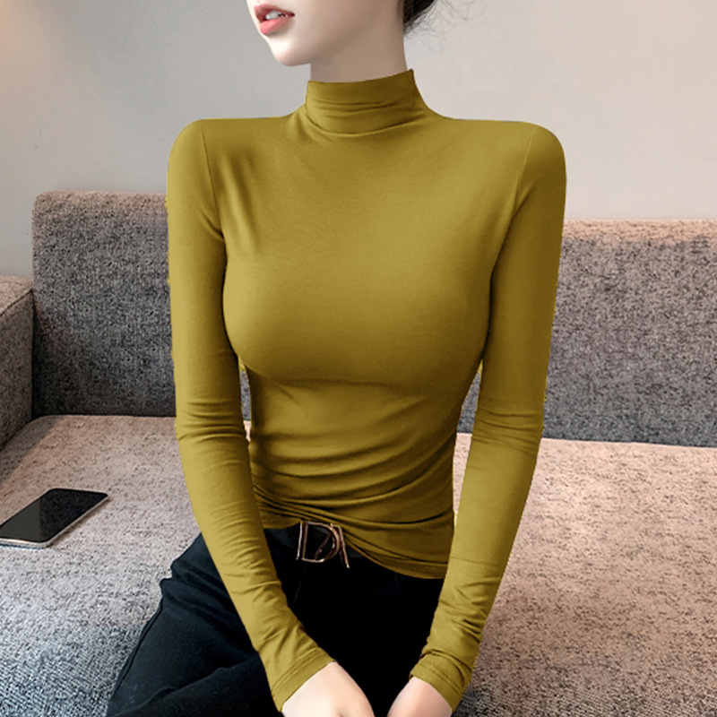 Modal black half turtleneck bottoming shirt women's long sleeve inner T-shirt spring, autumn and winter western style new thin top fashion
